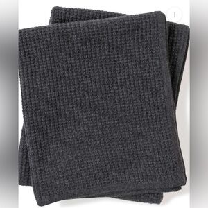 Sofia Cashmere Siena Waffle 100% Mongolian cashmere knit throw charcoal NWT